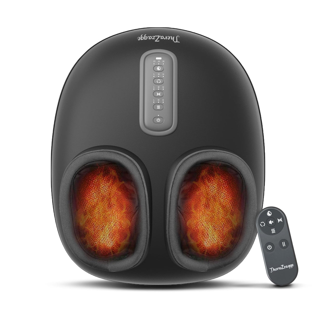 THERAZZAGGE foot massager with heat levels for customizable comfort.