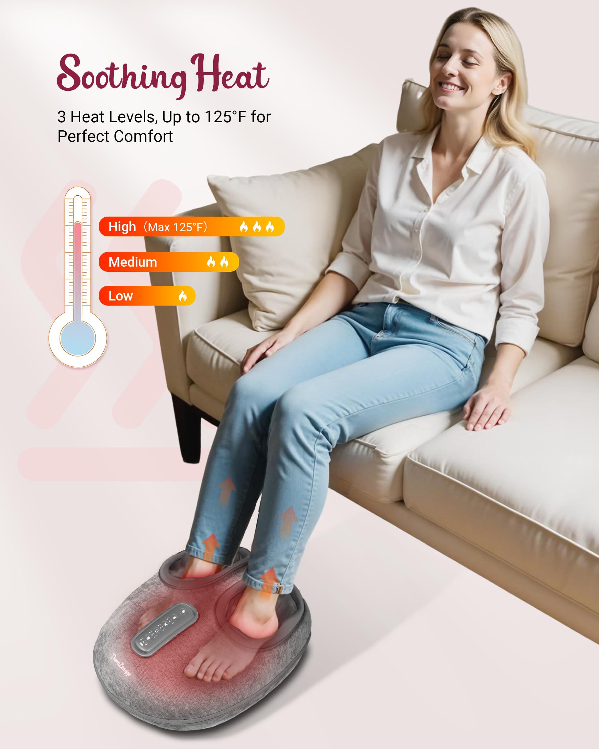 THERAZZAGGE full-coverage shiatsu massage across soles and arches