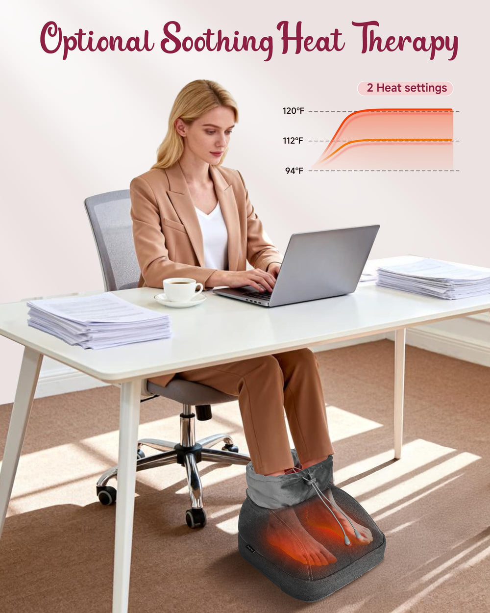 TheraZzagge massager includes intelligent temperature control for customizable warmth.