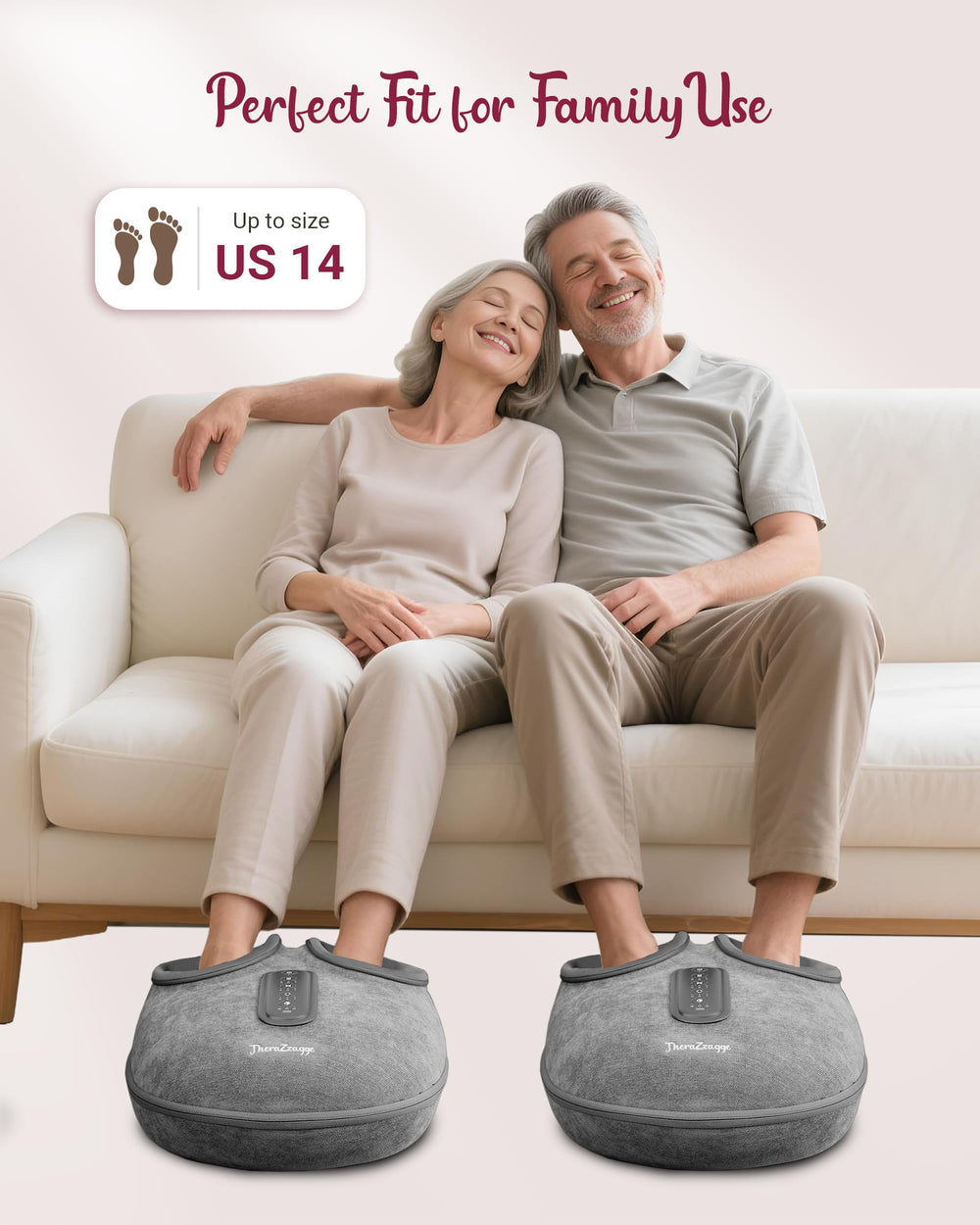 THERAZZAGGE unit with removable washable foot covers for hygiene