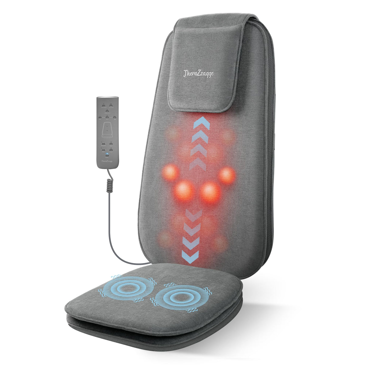 THERAZZAGGE Shiatsu back massager with nodes for deep kneading.