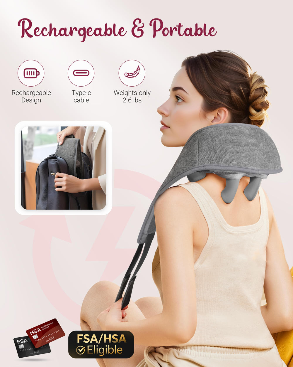 Type-C rechargeable battery provides up to 80 minutes of cordless pampering.