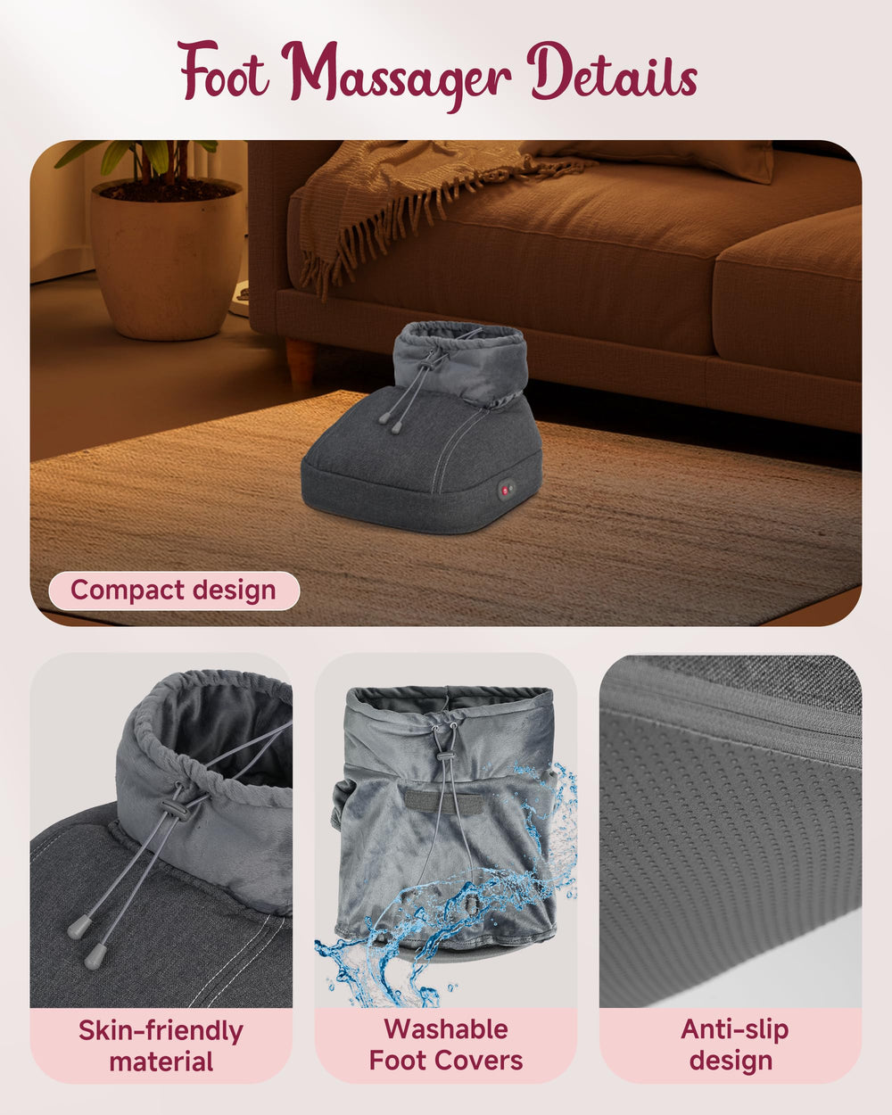 TheraZzagge remote control makes operation quick and simple.