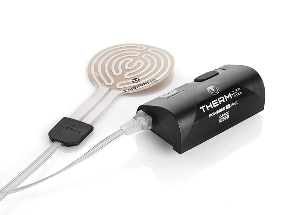 Therm-ic C-Pack 1700B batteries attached to boot for extended warmth