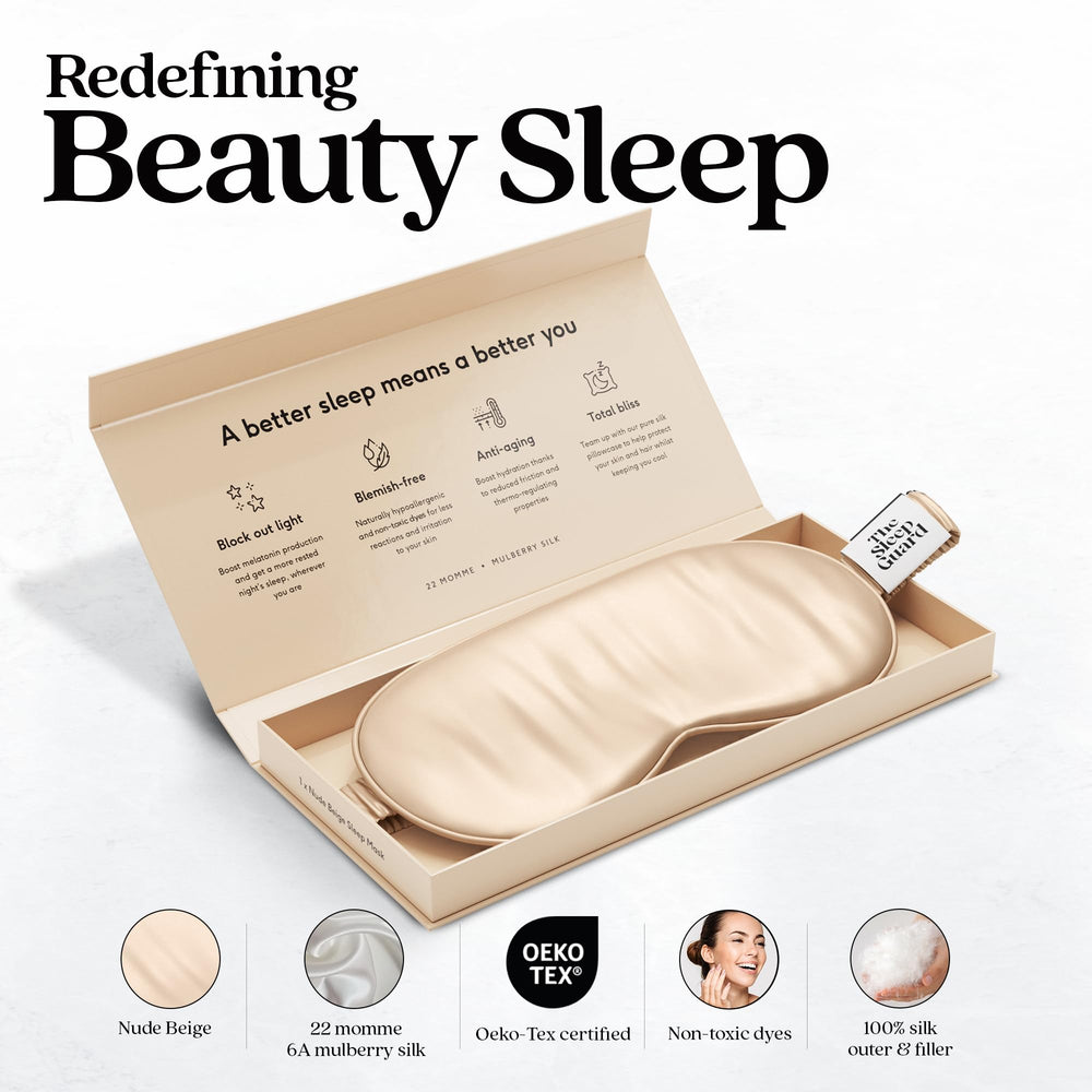 TheSleepGuard Mulberry silk 22 momme mask close-up weave for premium comfort