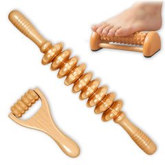 Thetsify wood therapy roller stick 15in for back and waist contouring