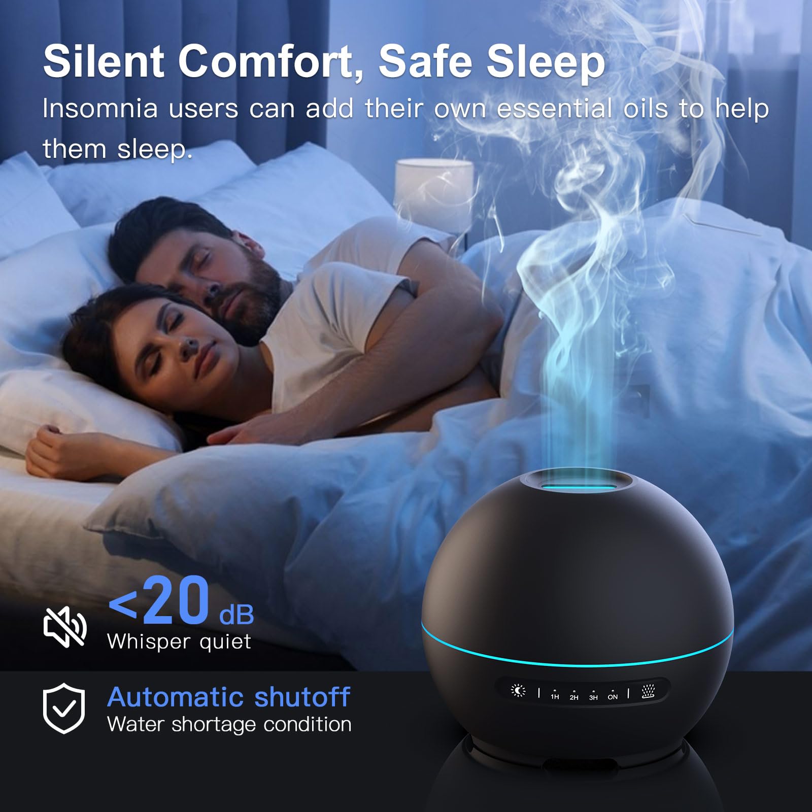 THIMONES 200ml diffuser with 7-color night light for soothing ambiance.