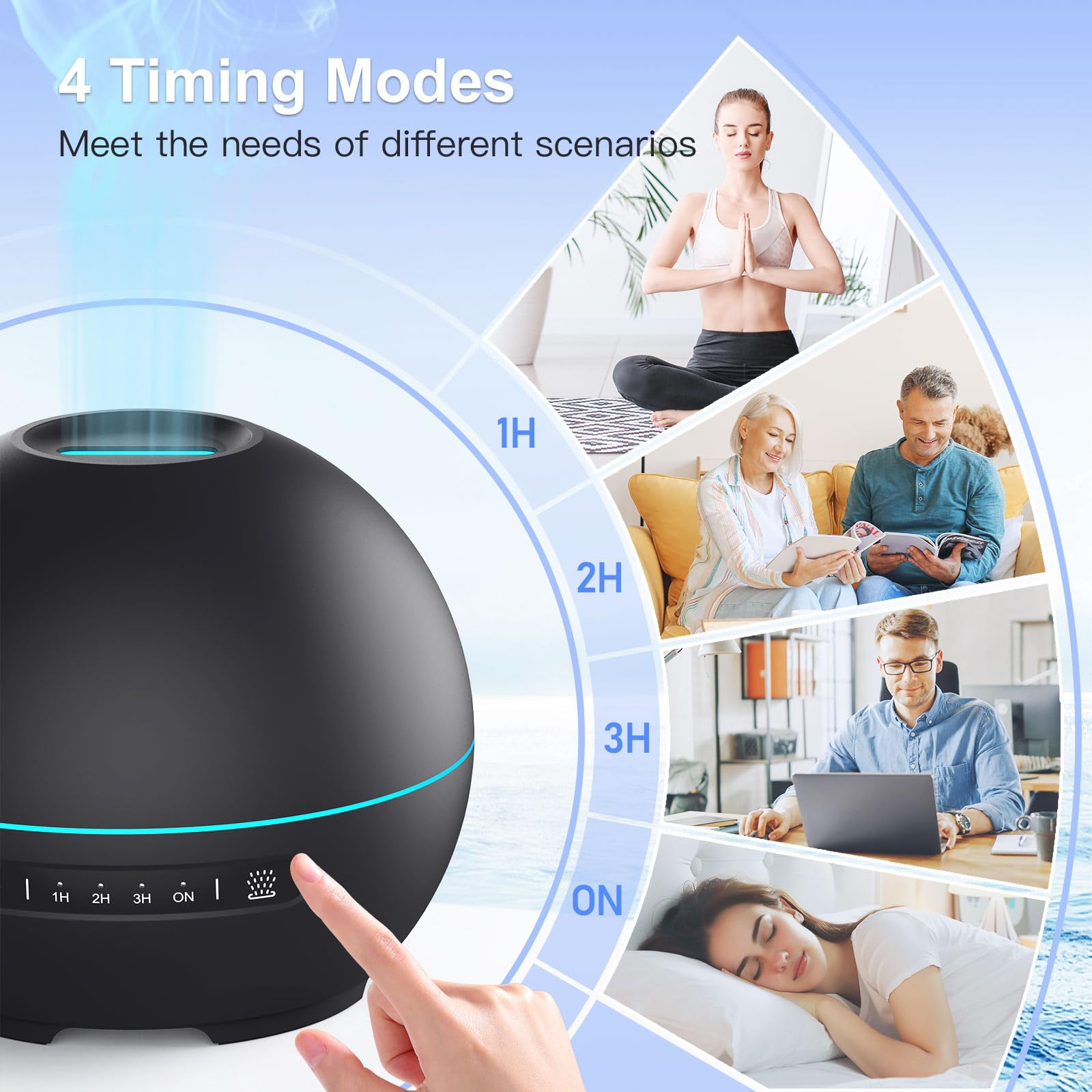 THIMONES diffuser operates quietly at 20dB for peaceful environments.