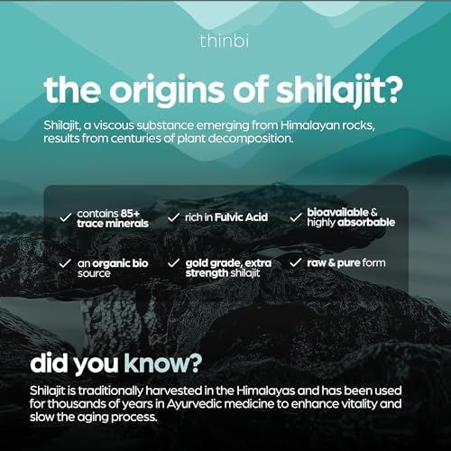 Thinbi Pure Himalayan Shilajit Capsules with Fulvic Acid & Trace Miner ...
