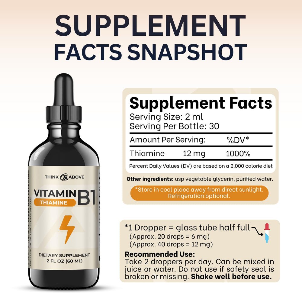 Think Above packaging front shows product clarity and vitamin B1 benefits.