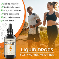 Think Above Vitamin B1 droplet close-up shows precise dosing and freshness.