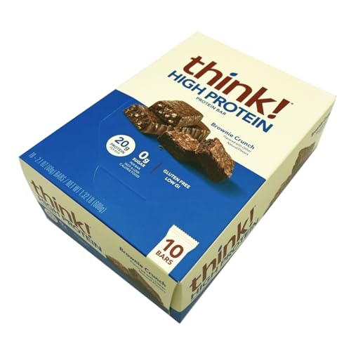 ThinkThin Brownie Crunch bar closeup—protein-rich brownie flavor with no sugar.