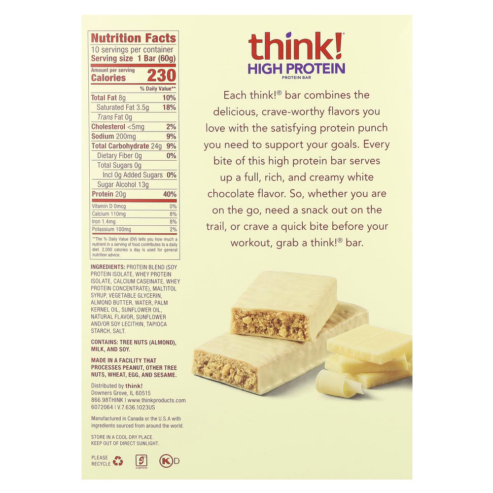 thinkThin white chocolate bar on-the-go ideal for quick workout snack