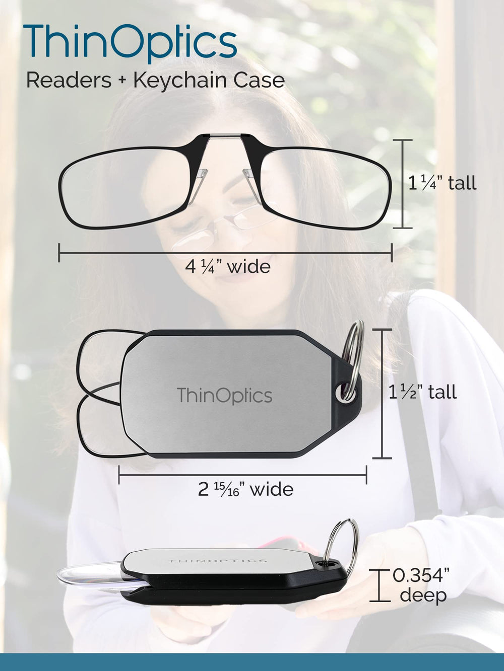 ThinOptics shatterproof lenses closeup highlight clear, reliable vision aid.
