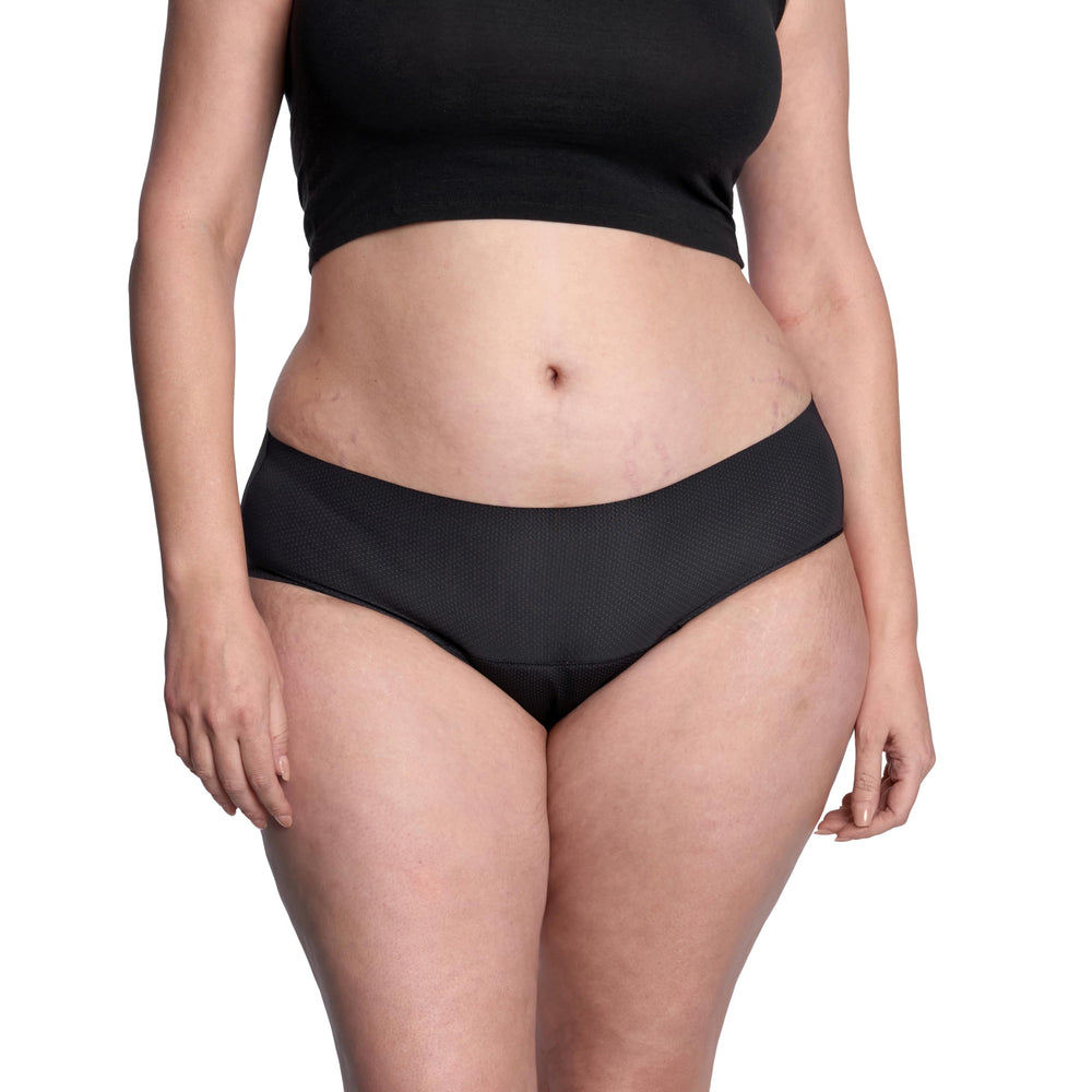 THINX breathable hip hugger back view shows flexible fit