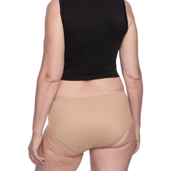 Fabric close-up highlights moisture-wicking top layer and soft stretch waistband.