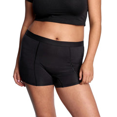 Thinx waistband close-up highlights flexible fit and secure, comfortable wear.