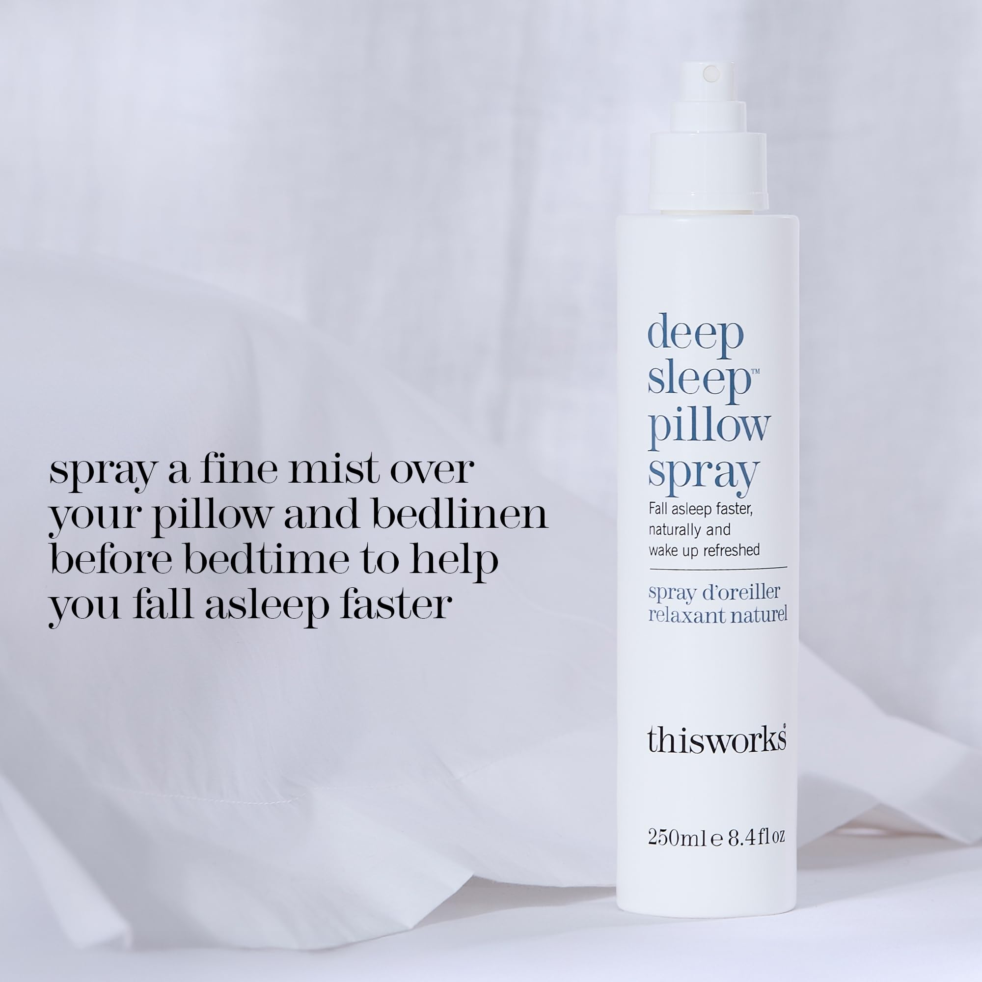 THISWORKS Deep Sleep Pillow Spray on bed linen to unwind before sleep