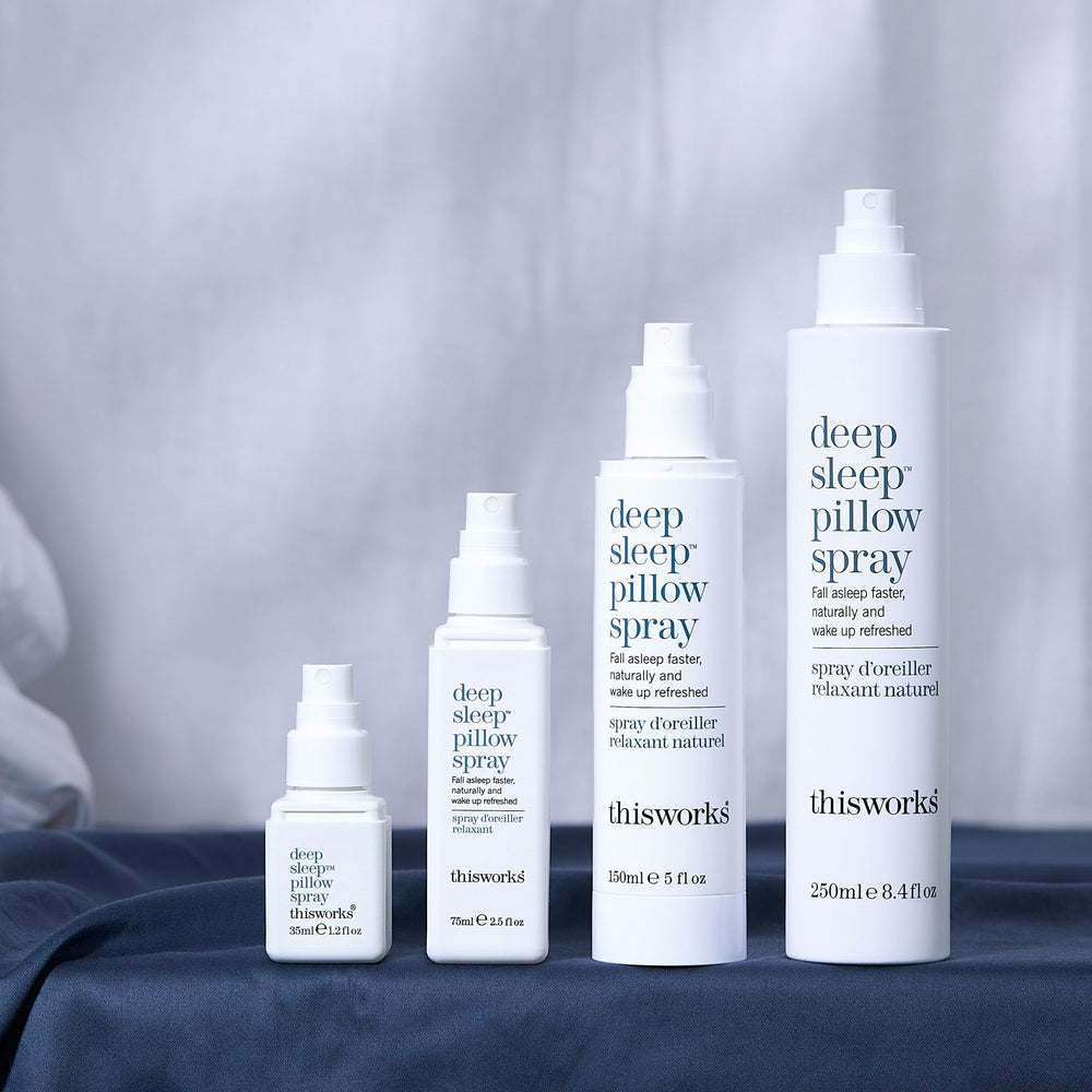 Pillowcase scented with THISWORKS Deep Sleep Pillow Spray for sleep calm
