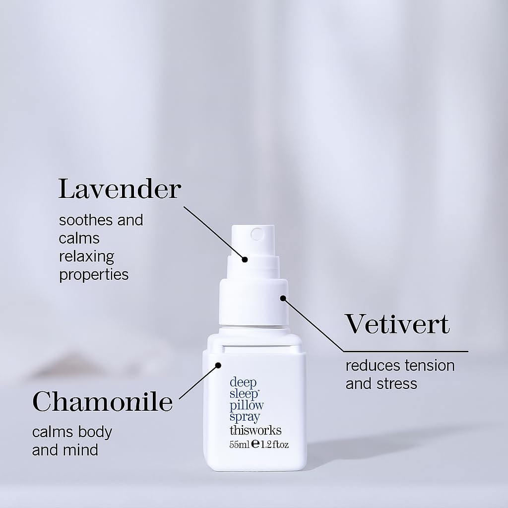 THISWORKS Deep Sleep Vetivert Chamomile blend setting a restful night atmosphere.