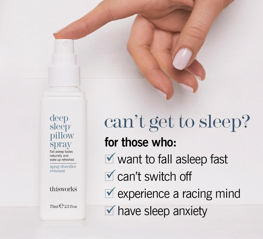 Close-up of the spray nozzle releasing a soothing mist for sleep support