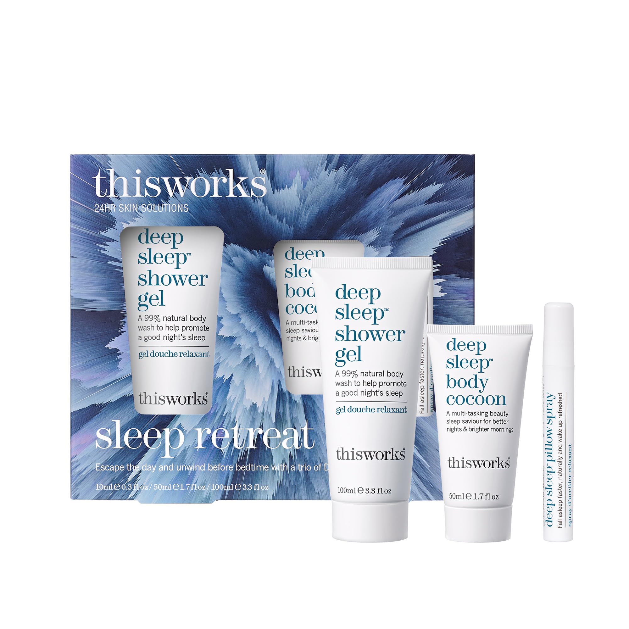 THISWORKS Sleep Retreat Box front view, illustrating a calming bedtime ritual set