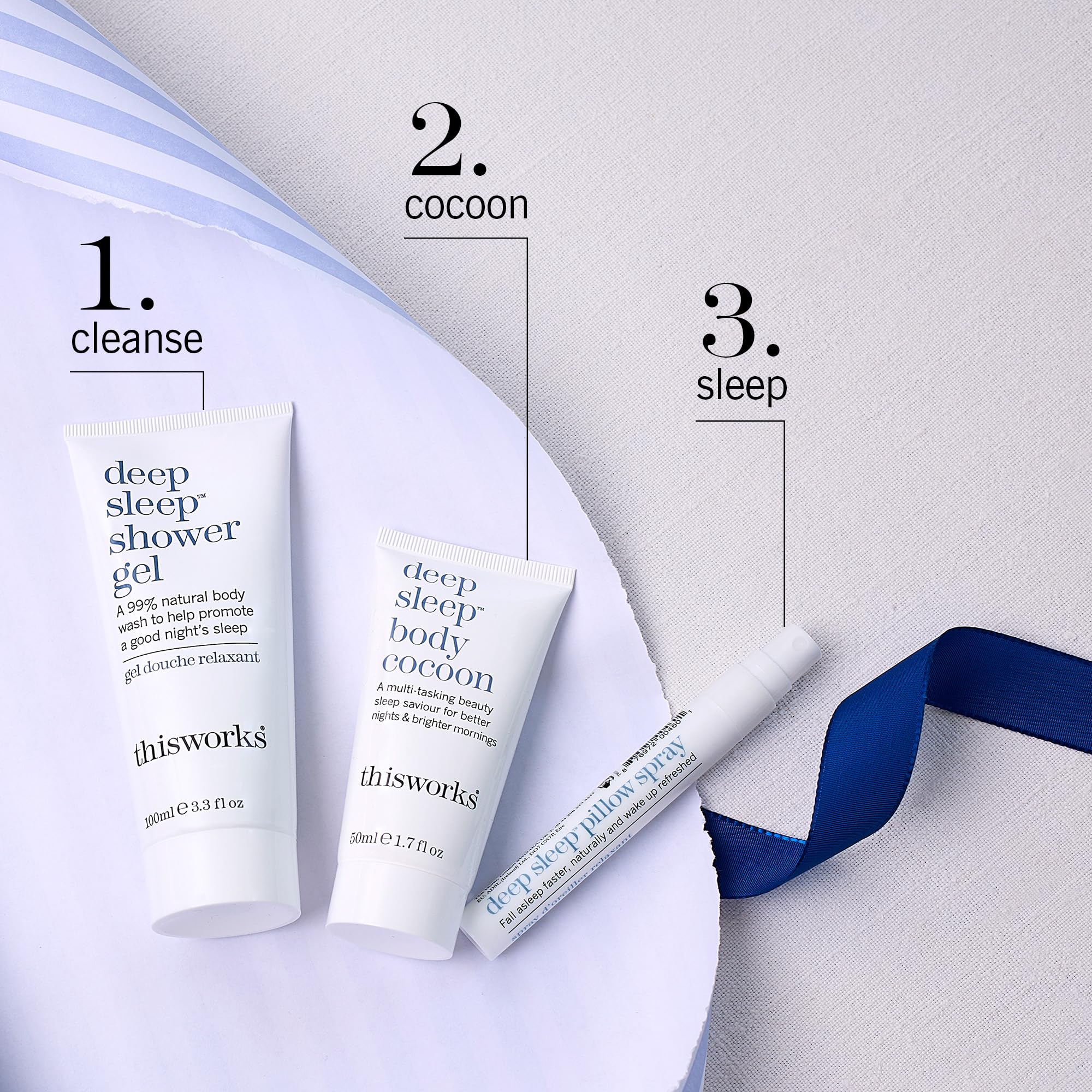 THISWORKS Deep Sleep Shower Gel bottle promotes relaxation before bed