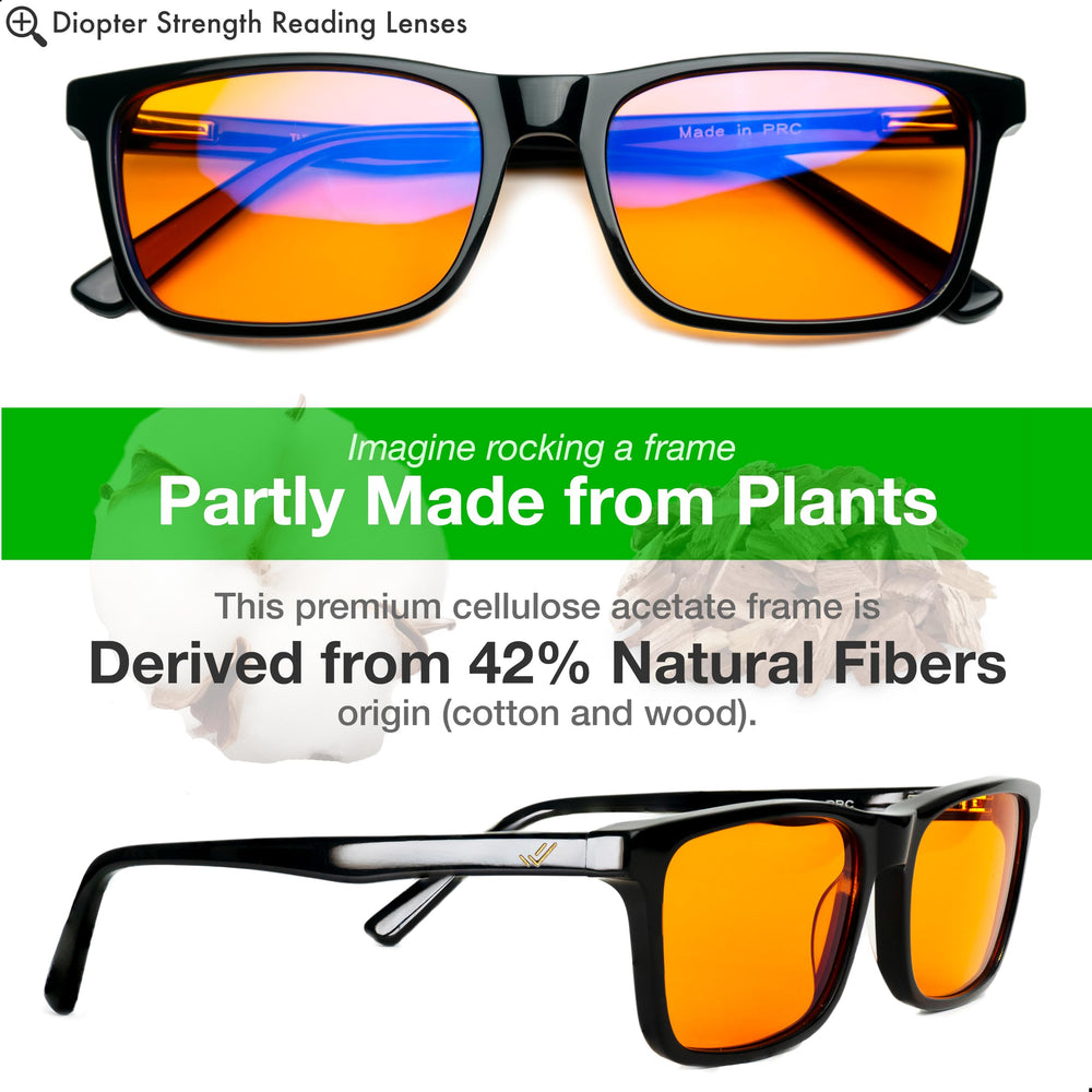 THL SLEEP amber lens reading glasses plus 1.5 diopters for comfortable night reading