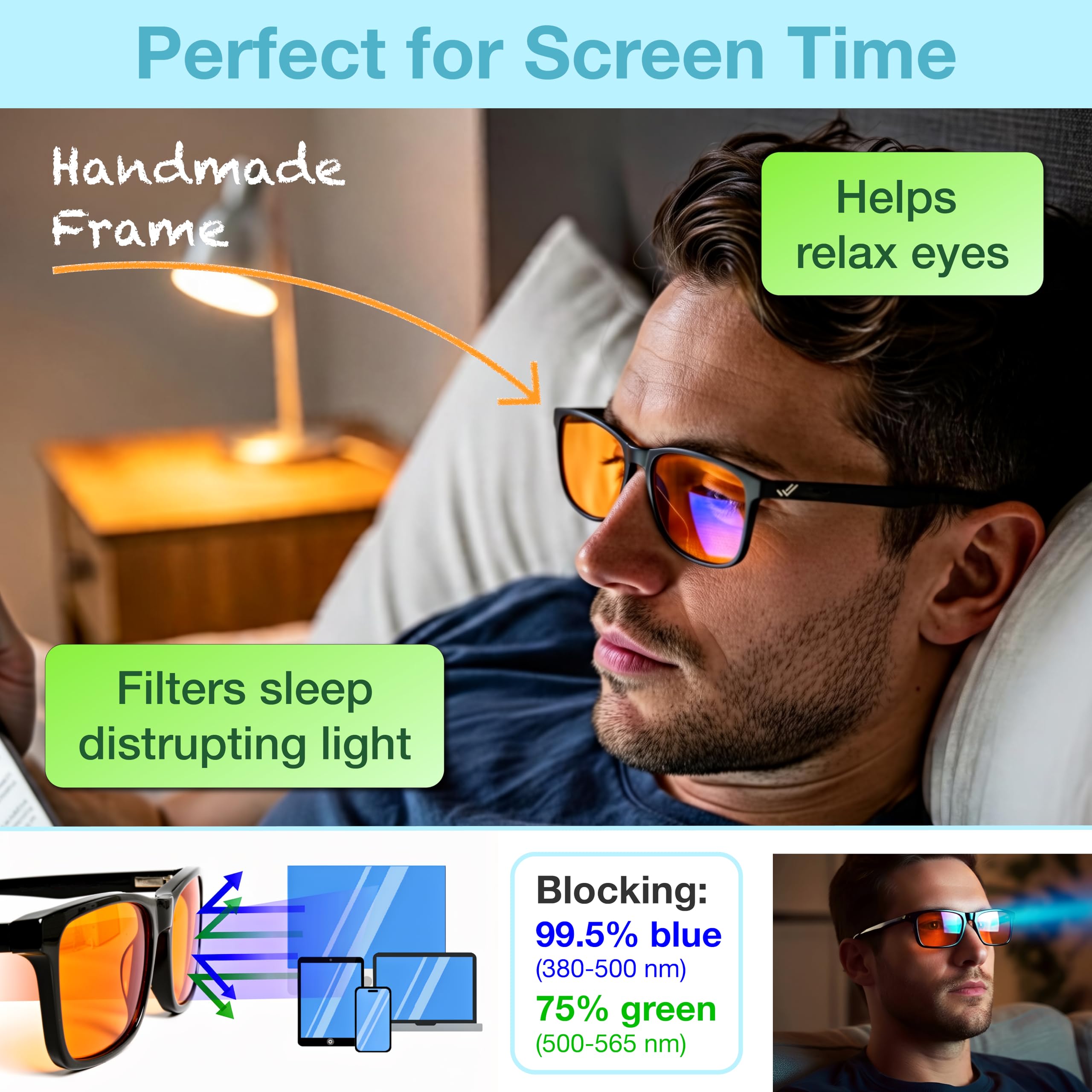 THL SLEEP blue light blocking glasses help ease eye strain from screens