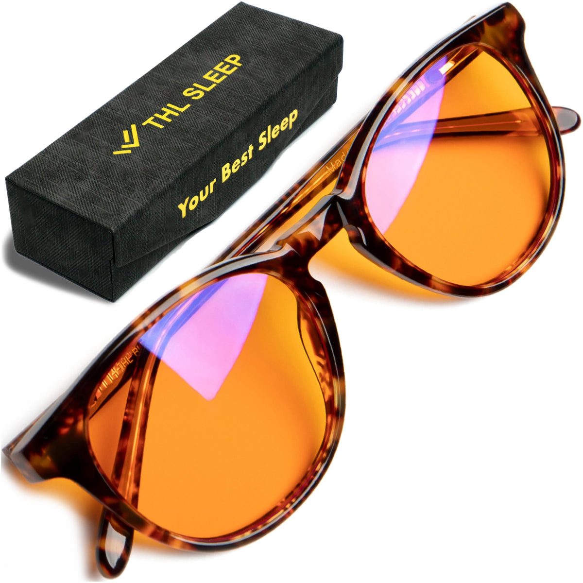 THL SLEEP orange frame front provides stylish blue light protection for daily wear.