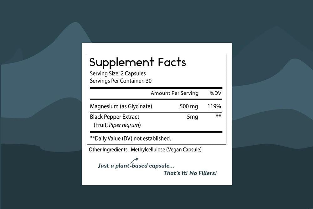 Thomas' all-natural Remedies ingredients panel highlights 500 mg per serving magnesium glycinate.