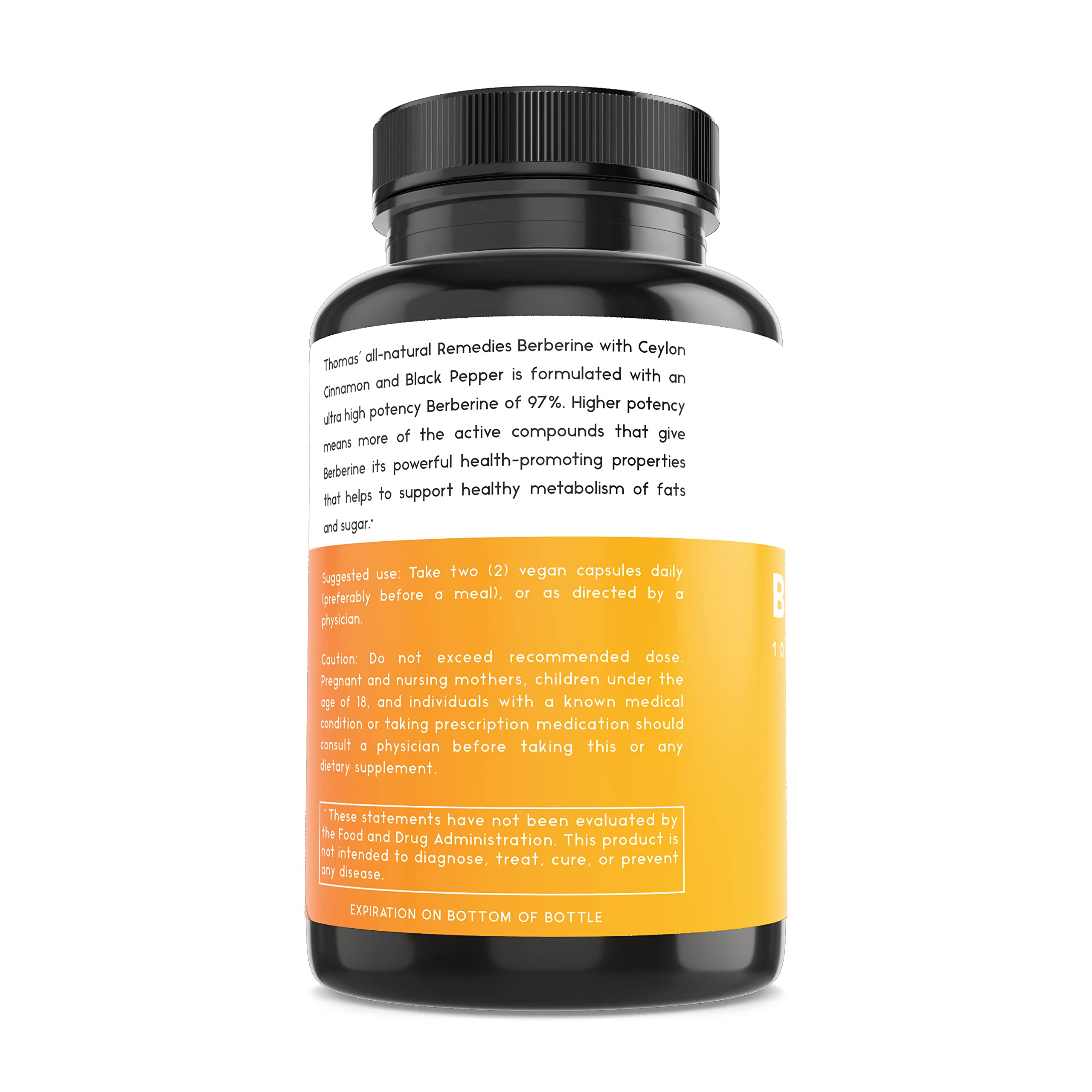 Thomas' all-natural Remedies Vegan capsules close-up, easy-to-digest Berberine
