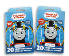Thomas kids bandages box design with colorful characters for kid-friendly reassurance.