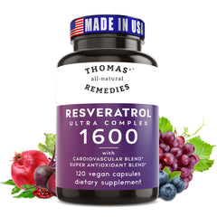 Thomas' Remedies Resveratrol bottle for daily antioxidant support