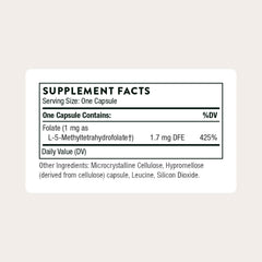 THORNE 5-MTHF capsules close-up highlighting vitamin B9 active form benefits