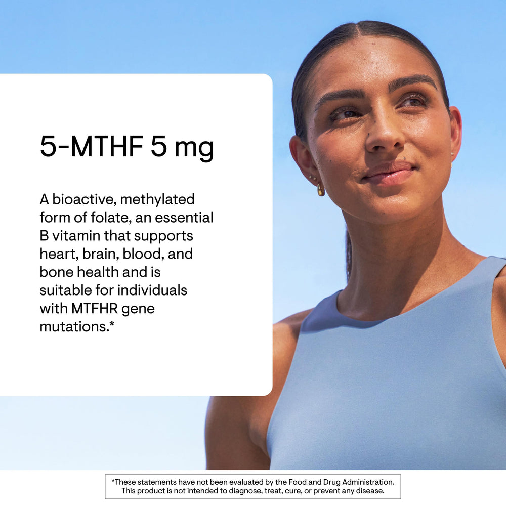 THORNE 5-MTHF capsules pack ready for daily use, supporting easy supplementation.