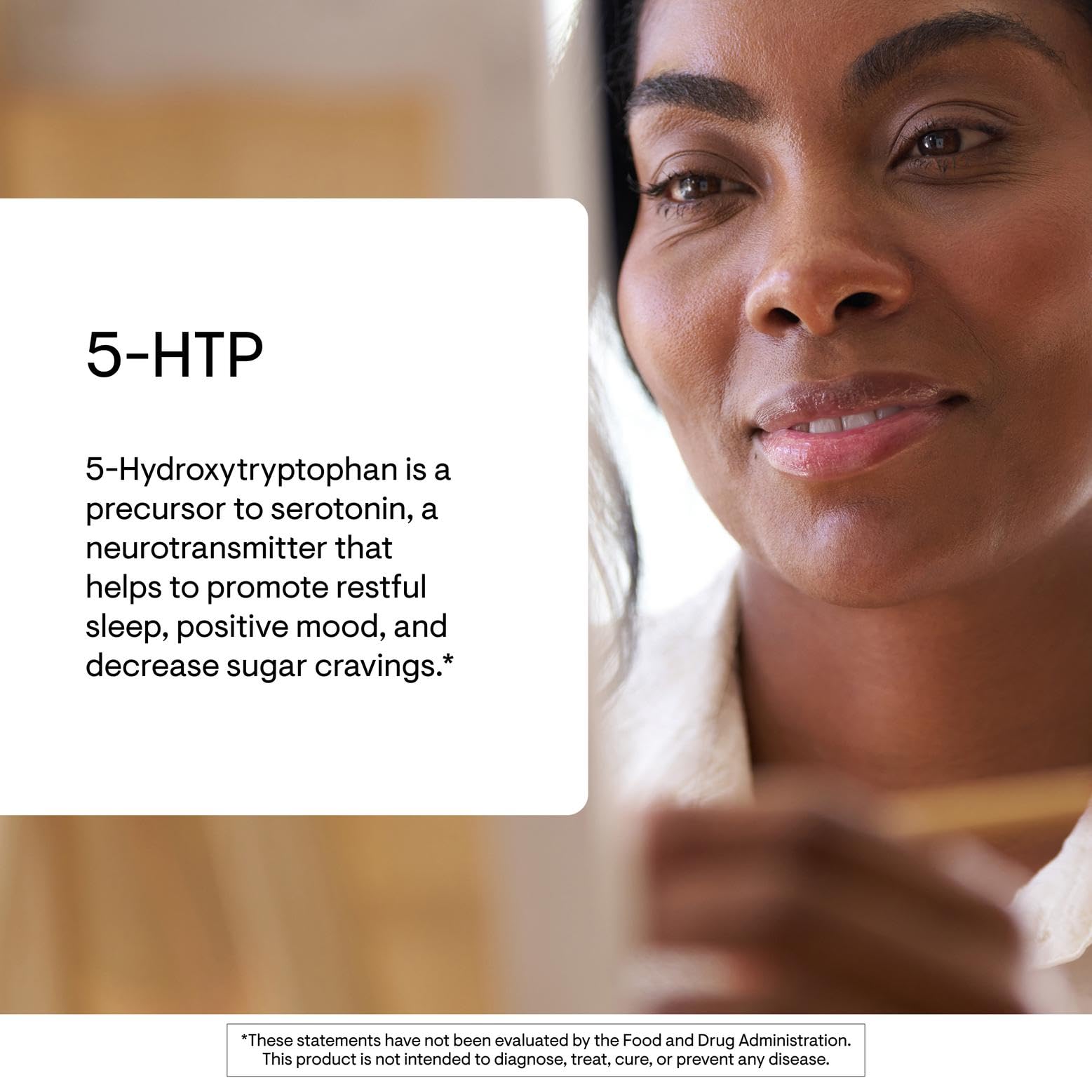 THORNE 5-HTP capsules closeup demonstrating uniform capsules for cravings control.