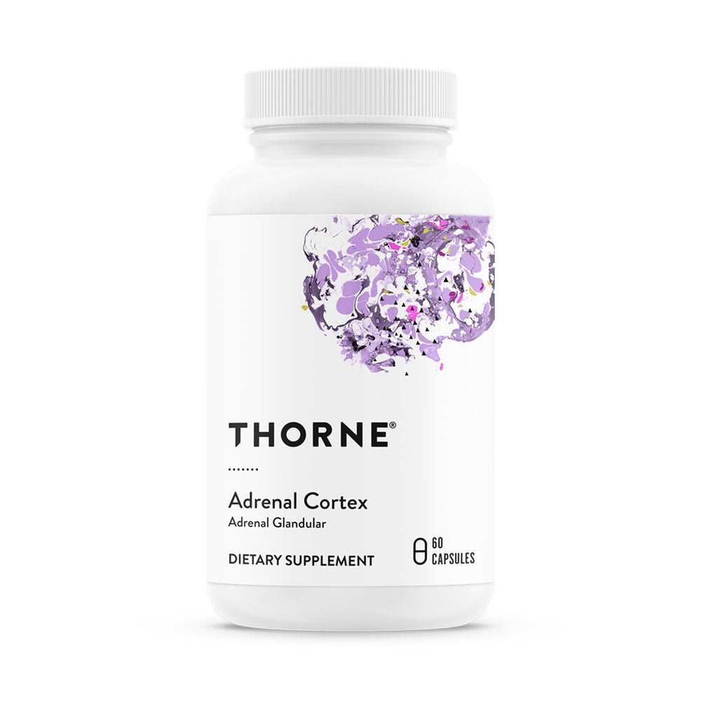 THORNE Adrenal Cortex bottle front for daily stress support.