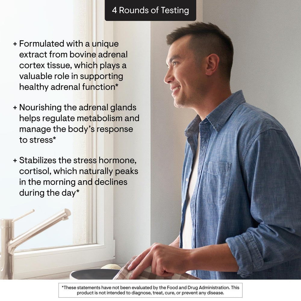 THORNE Adrenal Cortex packaging box emphasizing trusted athletic brand.