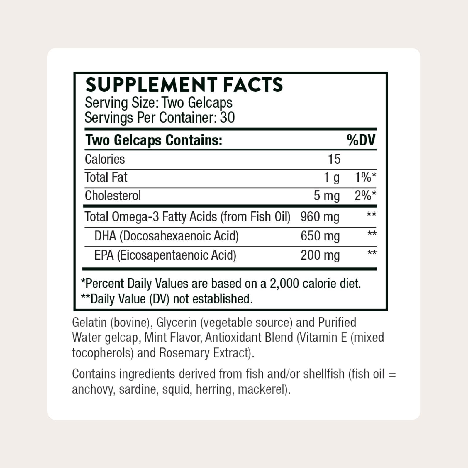 THORNE Advanced DHA gelcaps being poured, convenient daily brain support.