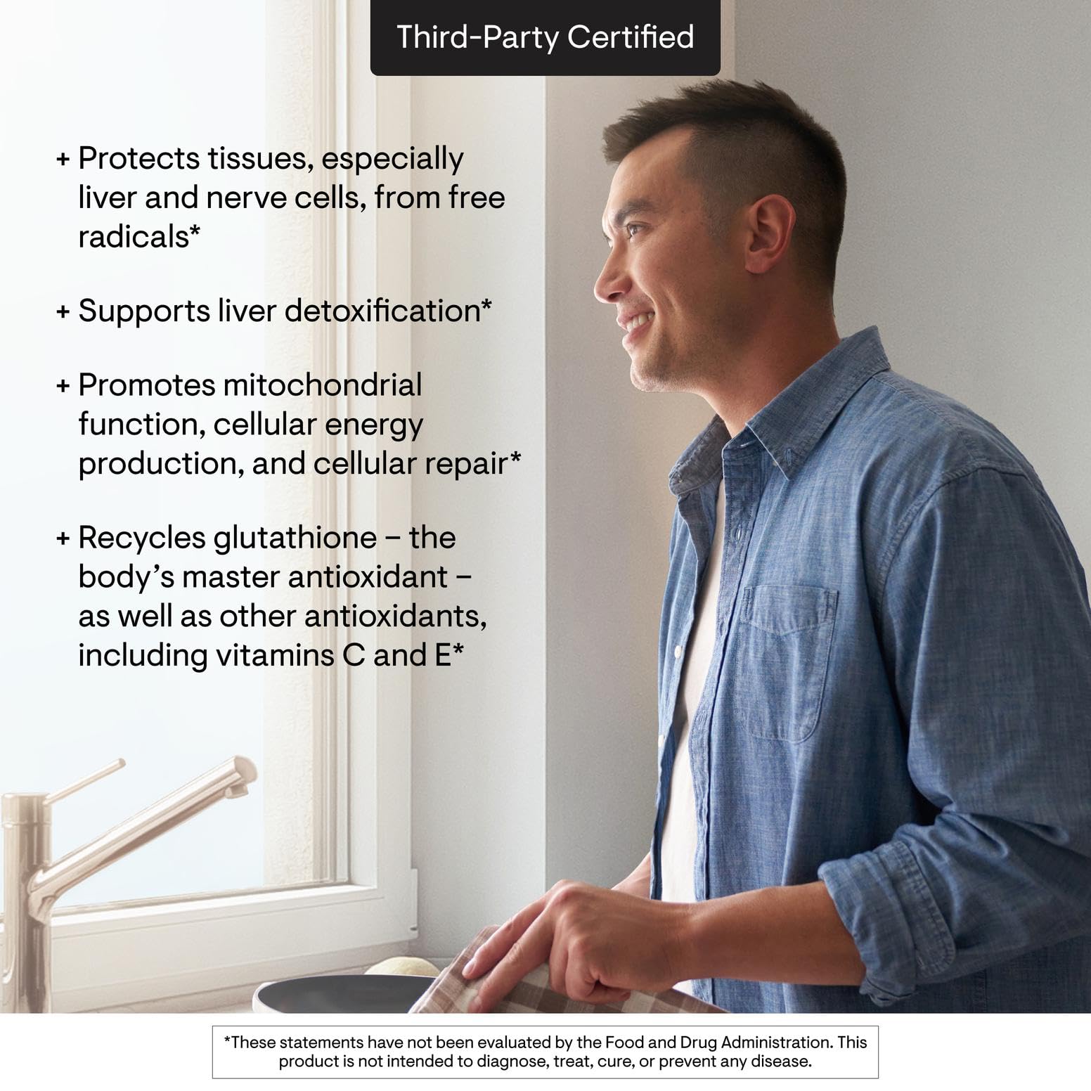 Thorne Alpha-Lipoic Acid in-use glass with water during study session.