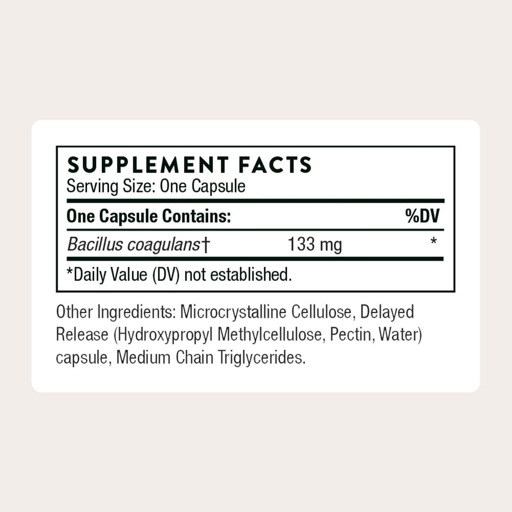 THORNE Bacillus Coagulans Probiotic capsules closeup for convenient daily use