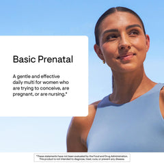 Thorne Basic Prenatal label details emphasize 18 vitamins and minerals plus choline for mom.