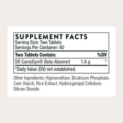 THORNE beta-alanine sustained-release bottle shows a 60-serving pack.