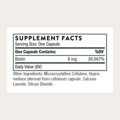 THORNE Biotin capsules side view for daily supplement routine.