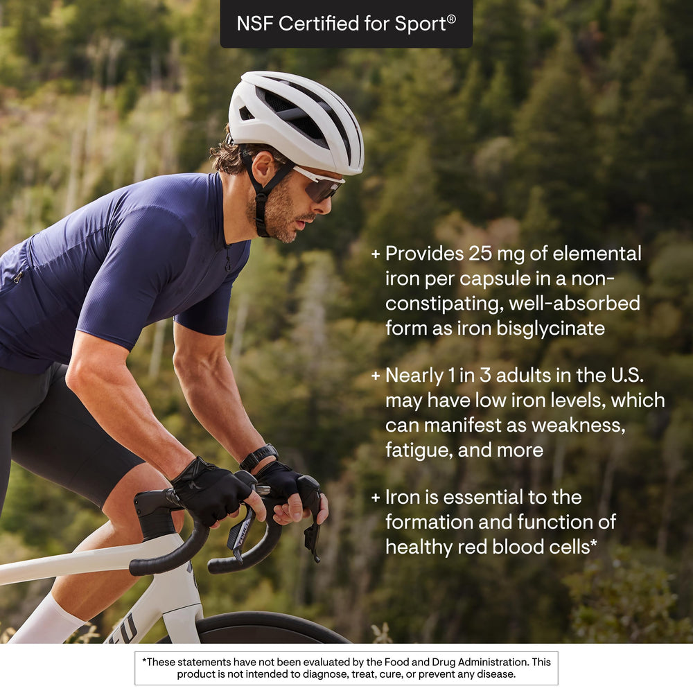 THORNE Iron Bisglycinate for blood support concepts and cellular energy.