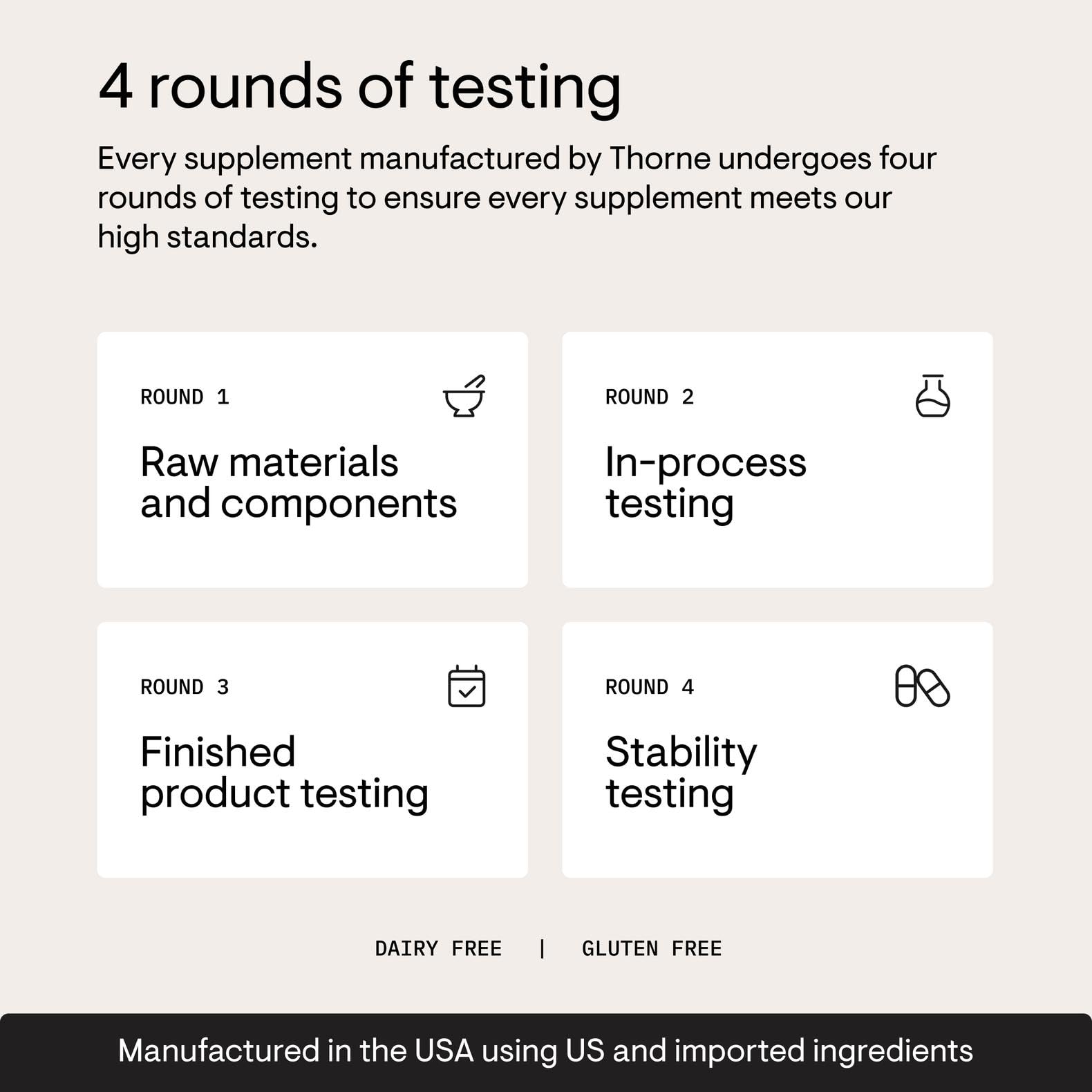 Lab testing seal on THORNE CoQ10 label signaling quality control