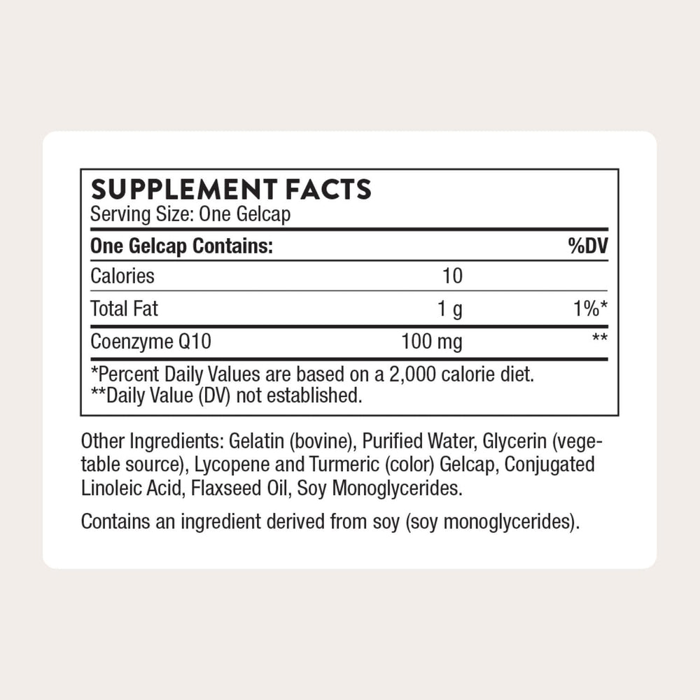 THORNE CoQ10 softgels on white surface show heart health support potential