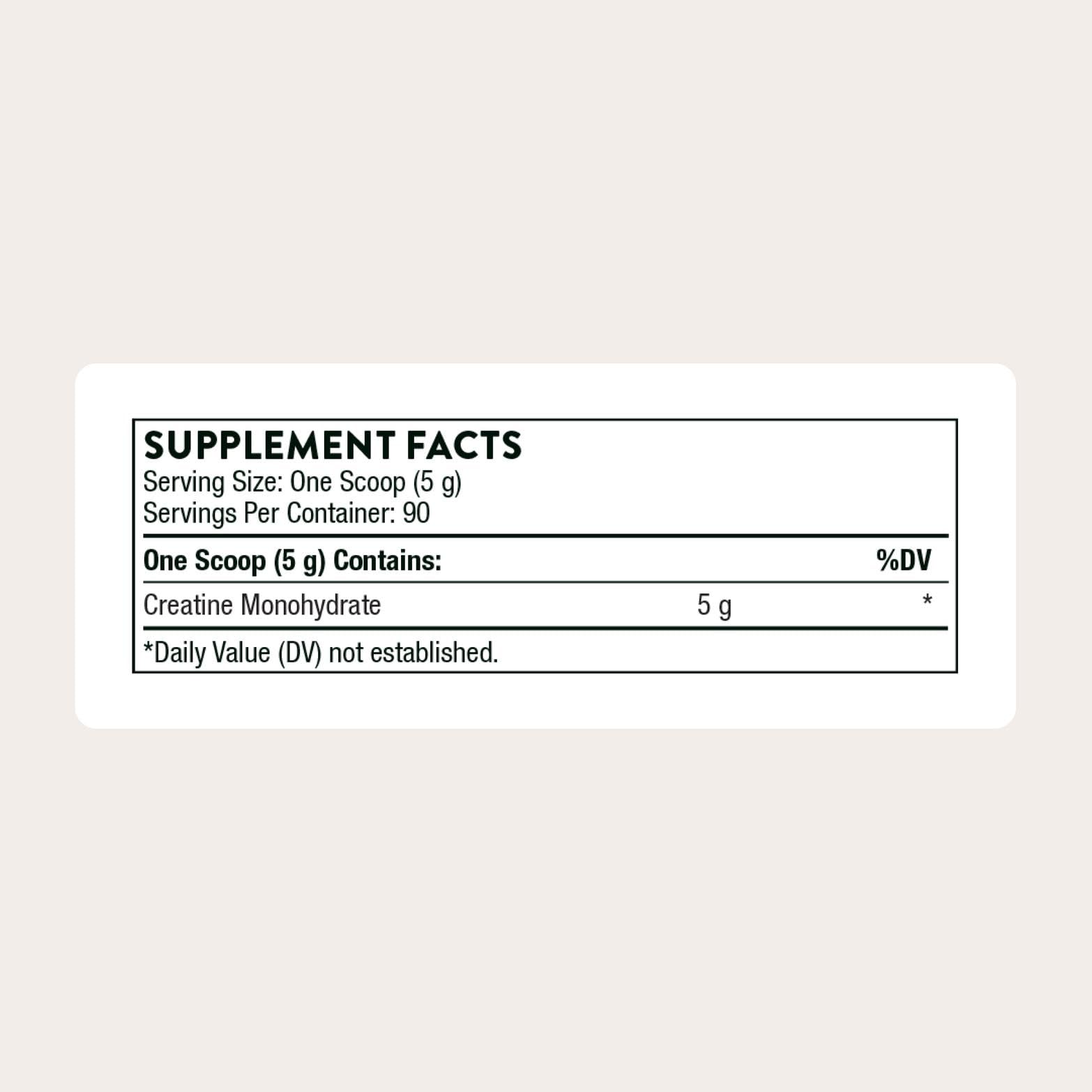 THORNE Creatine NSF certification label on canister