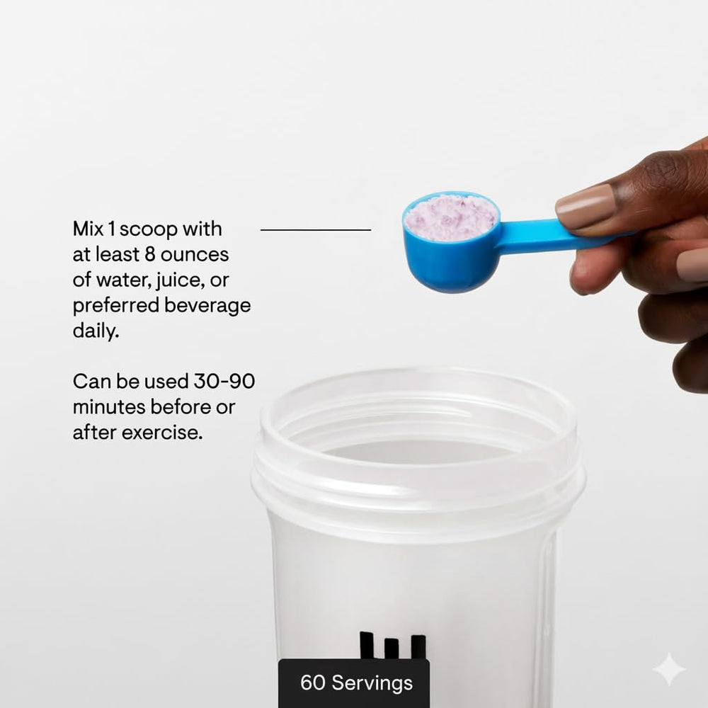THORNE Creatine nutrition facts panel with serving details.